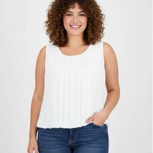 Calvin Klein Plus Size 2XL Pleated Blouse Top Bubble Hem Feminine Womens NWT